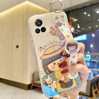 Shockproof Casing  VIVO V21 5G เคส Case with Wristband Phone Case Rhinestone Glitter Sun Girl Cartoon Soft Texture Back Cover เคสโทรศัพท