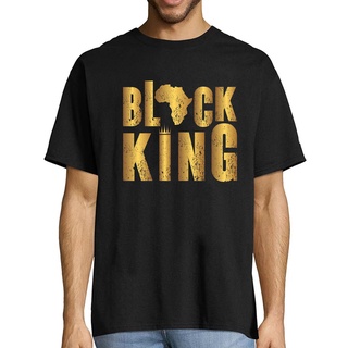 ผ้าฝ้ายแท้เสื้อยืด ผ้าฝ้าย พิมพ์ลาย Black King Africa สีดํา สําหรับผู้ชาย และผู้หญิง S-3XL