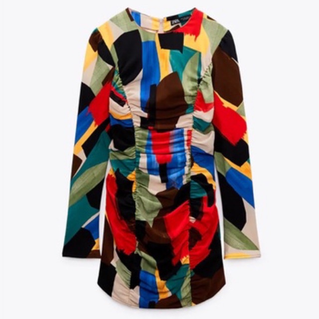 ZARA PRINTED DRAPED DRESS Size XS