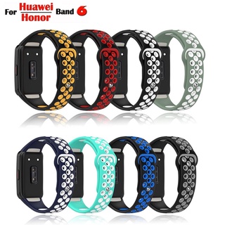 สาย Huawei Band 6 สาย สายนาฬิกาข้อมือซิลิโคน ระบายอากาศได้ Huawei Band 6 และ Honor Band 6 อุปกรณ์เสริมสมาร์ทวอทช์ สาย