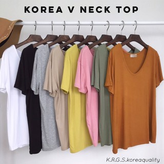 Korea V Neck Top🇰🇷เสื้อยืดคอวี ไอเท็มที่หยิบมาใส่ได้ตลอด ผ้าเนื้อดีม๊ากก  นุ่มม๊าก มีน้ำหนัก