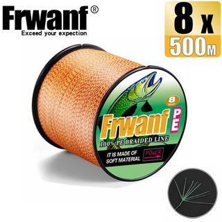 Frwanf สายเอ็นตกปลาถัก PE X8 500 ม. 6-300LB สีแดง และสีเหลือง 8 เส้น