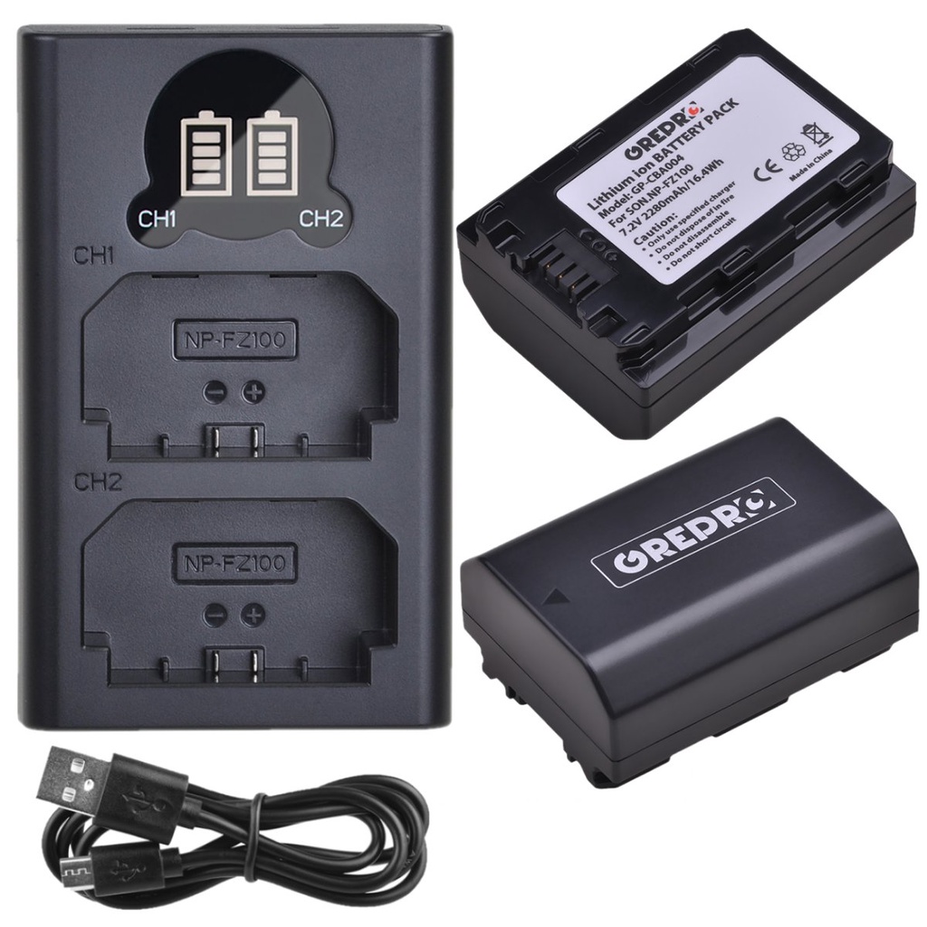 NP FZ100 NP-FZ100 Battery and Charger with type-C Port for Sony Alpha 7 III, A7III, A7SIII, A7R III,
