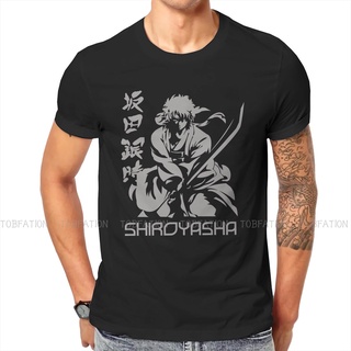 เสื้อยืดวินเทจเสื้อยืดลําลอง ผ้าฝ้ายแท้ แขนสั้น พิมพ์ลายมังงะ Shiroyasha l Sakata Gintoki GINTAMA Amanto โอเวอร์ไซซ์ สไต