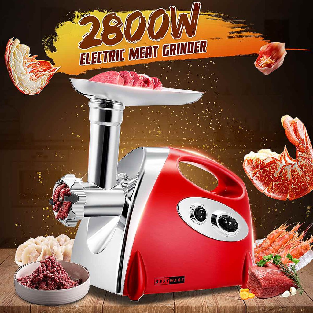 เครื่องบดเนื้อ บดหมูไฟฟ้า Best Ware MGB-120 กำลังมอเตอร์ 2800 วัตต์ พร้อมชุดยัดไส้กรอก ไส้อั่ว