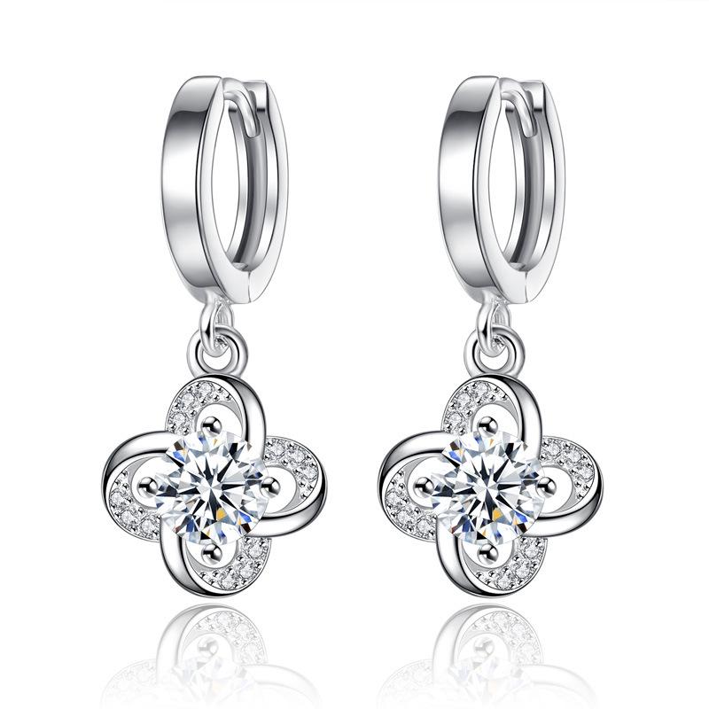 S925 ต่างหูเงินสีม่วงรักผู้หญิง Earrings WE58R