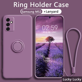 เคส Samsung M52 5G M53 M51 M32 M22 M12 ซัมซุง ซิลิโคนเหลว แบบเต็ม ฝาครอบกล้อง พร้อมแหวนขาตั้ง สีเดียวกัน สายคล้อง กันกระแทก