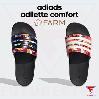 รองเท้าแตะหญิง พื้นนิ่มมาก adidas Adilette Comfort FARM RIO Tropical Collection