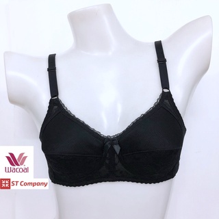 Wacoal Basic Bra สีดำ (BL) ไม่มีโครง Wireless Bra รุ่น WB9M16 แต่งลูกไม้ สาวคัพเล็ก เสริมฟองน้ำ เสื้อใน วาโก้ บรา ชุดชั้