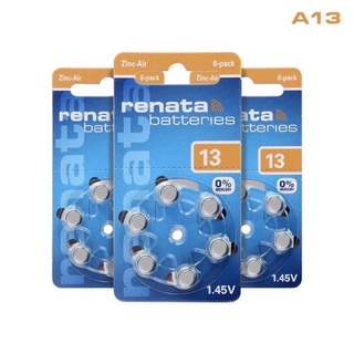 (ของแท้100%) เบอร์ 13 PR48 ZA13 ถ่านเครื่องช่วยฟัง RENATA 1.45V 6ก้อน PASCAL.