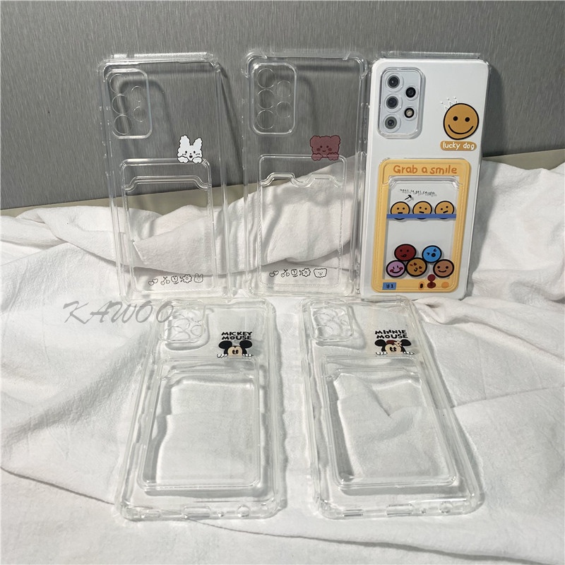 เคสโทรศัพท์มือถือแบบนิ่ม TPU ใส พร้อมช่องใส่บัตร ลายการ์ตูน สําหรับ Samsung A51 A71 A52 A72 S20 Plus A21S A32 ราคา ถูกที่สุด ดีลบีเคเค แกลเลอรีภาพที่ 2