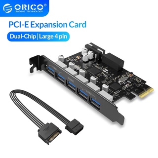 Orico อะแดปเตอร์ฮับ USB 3.0 5 พอร์ต การ์ดขยาย PCI-E พร้อมตัวเชื่อมต่อพาวเวอร์ 4 พิน จีน