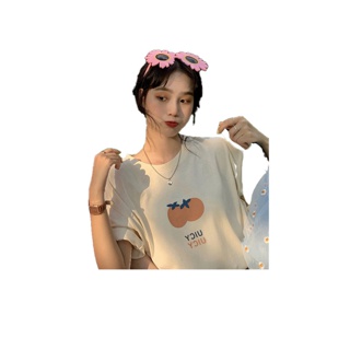 jollySoso🚛พร้อมส่งเสื้อยืด เสื้อคอกลม ผู้หญิง แขนสั้น เกาหลี โอเวอร์ไซส์ เกาหลี คอกลม ตัวอักษร เสื้อ