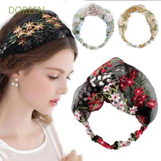 DOREEN Face Wash Korean Embroidery Floral Lace Turban Headband