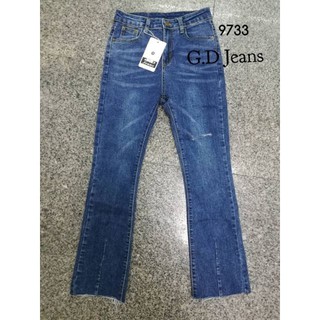 👖กางเกงขาม้าเต่อ🍏🍏แพทเทิร์นเกาหลี🥰แต่งขาดเข่า✌️✌️No.9733 ราคาถูก ราคาส่ง