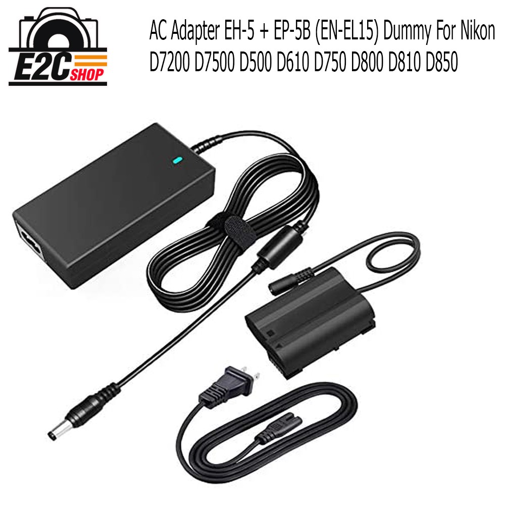 Dummy AC 9 V Adapter Battery Nikon EN-EL15 เหมาะสำหรับ Nikon D7000 D7100 D7200 D7500 D500 D610 D750 