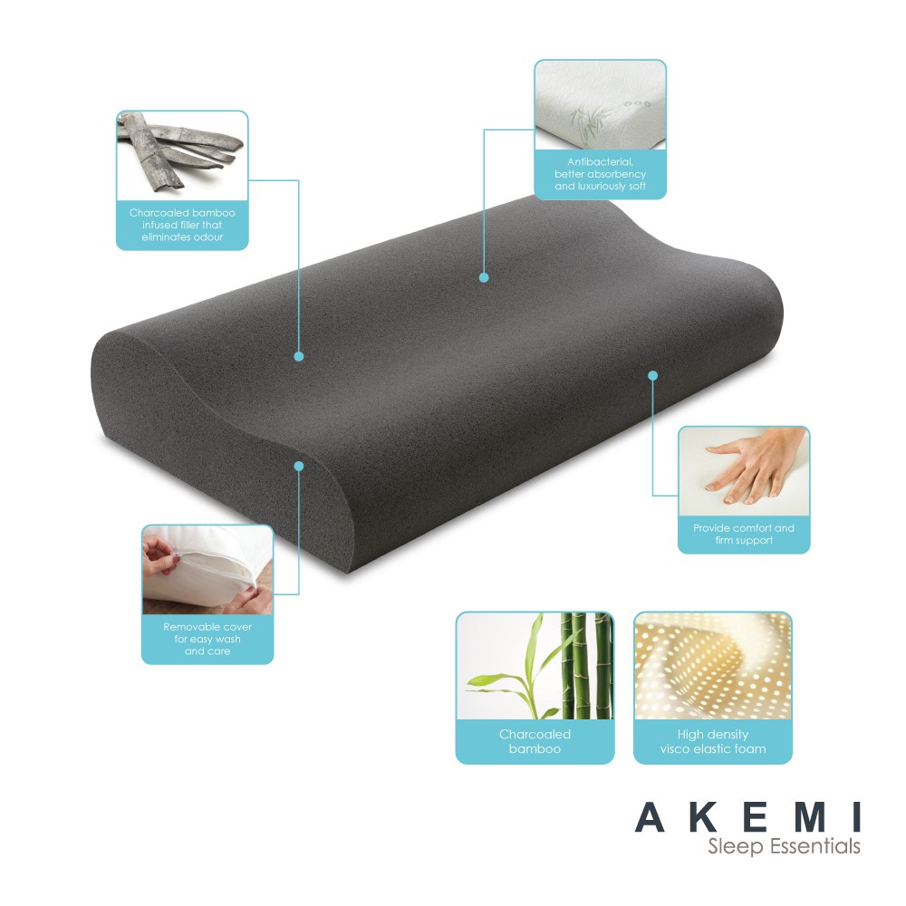 [ราคาโปร] Akemi หมอนหนุน รุ่น Charcoaled Bamboo Visco Elastic (New) ราคา ถูกที่สุด ดีลบีเคเค แกลเลอรีภาพที่ 2