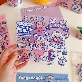 Cute hand book sticker cartoon soft cute girl transparent decoration sticker