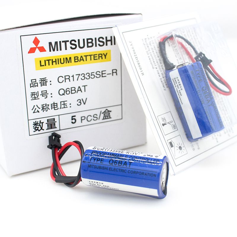 Mitsubishi Q6BAT/CR17335SE-R 3V แบตเตอรี่ลิเธียม PLC อุปกรณ์ Q series ระบบ CNC แหล่งจ่ายไฟสำรอง