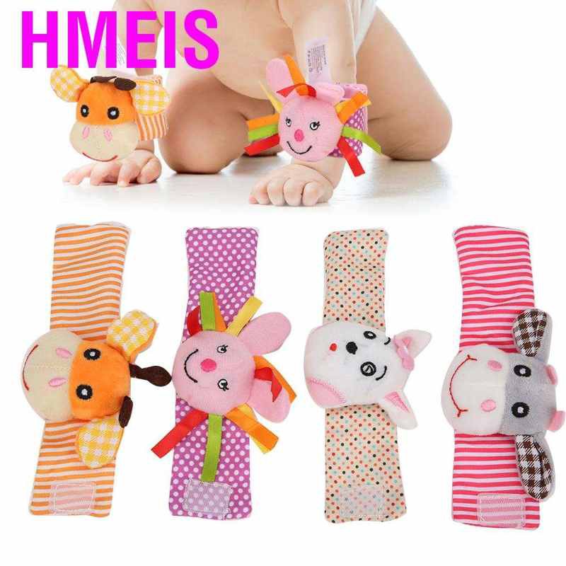 Hmeis 4Pcs Baby Wrist Rattles Cartoon Animal Pattern Safe and Soft ...