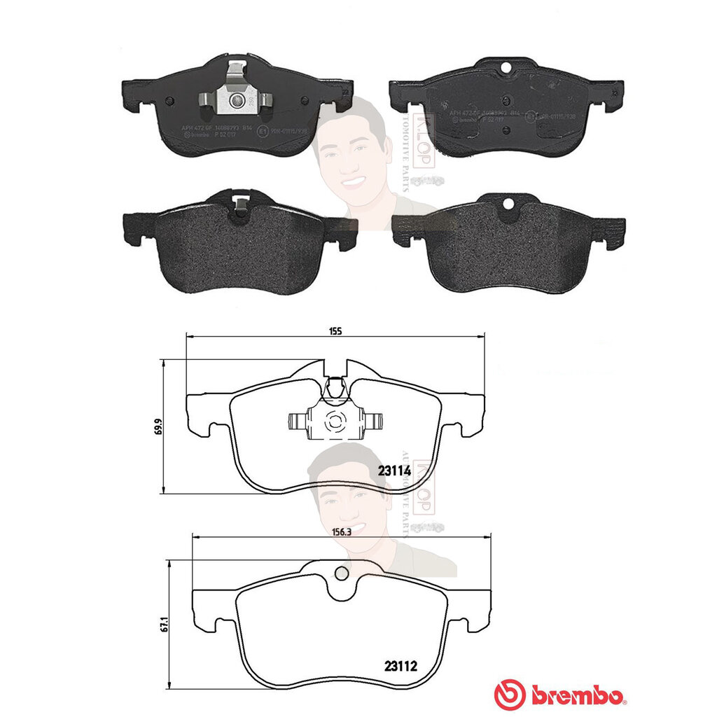 P52 017B ผ้าเบรก F (แท้ BREMBO รุ่น Black) MG6 ปี09->