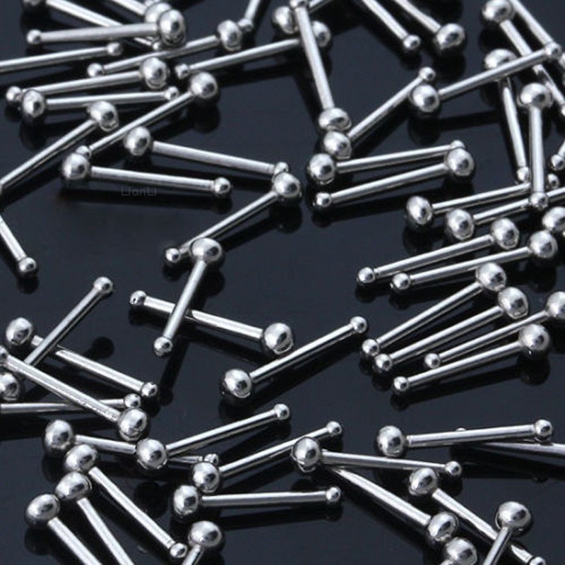 LianLi 10Pcs 20G Stainless Steel Nose Stud Ring Body Piercing Jewelry