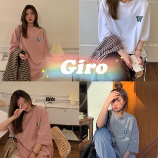 Giro เสื้อยืดเกาหลี W ผ้าคอนตอน USKIE โอเวอร์ไซส์ งานสกีนหน้าหลังเนื้อนิ่ม ผ้าไม่ติดตัว ใส่สบาย W-6089