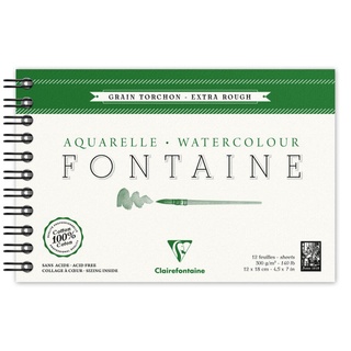 Clairefontaine กระดาษวาดเขียน ผิวหยาบ cotton100% 300 แกรม ขนาด 12x18 ซม. สันห่วง 96319C