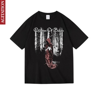 เสื้อยืดโอเวอร์ไซส์❒♣✇Children of Bodom Heavy Metal Rock Band เสื้อยืดแขนสั้นผ้าฝ้ายพิมพ์ลายS-3XL