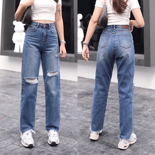 No.7 N402 HIGH RISE STRAIGHT LEG JEANS WITH RIPS