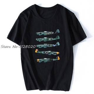 เสื้อคู่วินเทจ Messerschmitt Bf109 Wereldoorlog Ii Vliegtuig เสื้อยืดวินเทจ Zomer Nieuwe Korte Mouwen Plus Size Print Ma