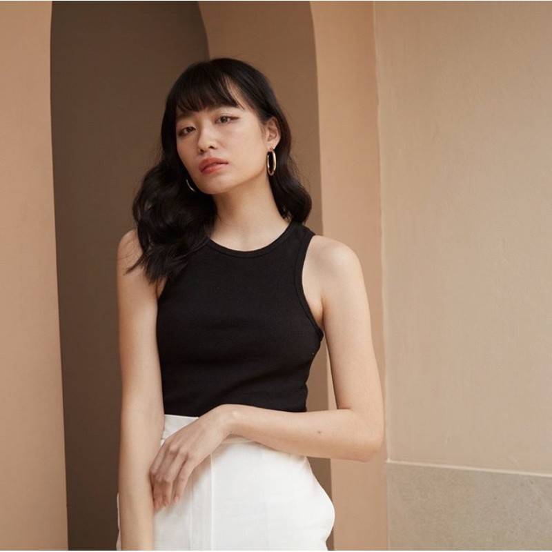 💥💥passara💥💥ส่งต่อ ของแท้มือหนึ่ง จากแบรนด์ passara รุ่น Gordy top รหัส PP007 เสื้อกล้ามเว้าแขน สีดำ 