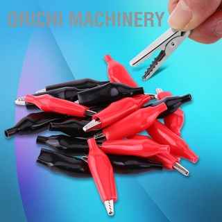 Orichi Machinery คลิปหนีบจระเข้โลหะ 45 มม. 20 ชิ้นสําหรับทดสอบ Probe Meter สีดําและแดง