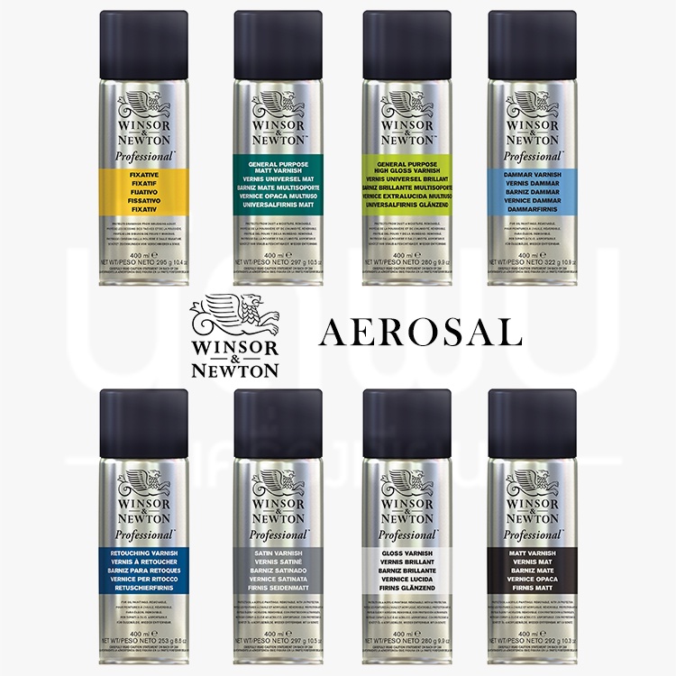 สเปรย์เคลือบสีภาพ WINSOR&NEWTON 400 มล. High Gloss Varnish, Matt, Fixative, General Purpose Matt,Gloss, Satin