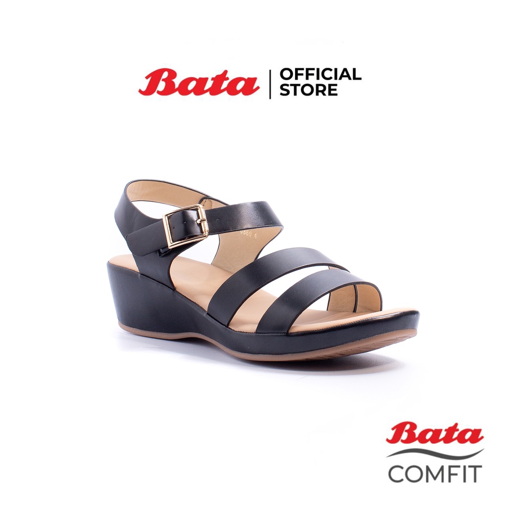 Bata Comfit รองเท้ารัดส้นเพื่อสุขภาพ แฟชั่น รองรับน้ำหนักเท้าได้ดี สวมใส่ง่าย สูง 2.5 นิ้ว สำหรับผู้หญิง รุ่น Zami สีดำ 6616860