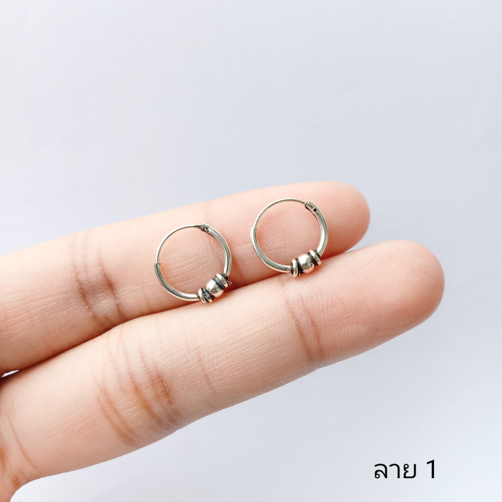 ต่างหูห่วงเงินแท้ Bali Hoop Earrings 92.5% (หลอด 1.2 มิลลิเมตร บาหลี)