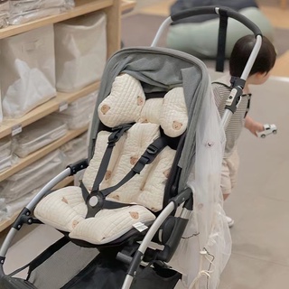 เบาะรองรถเข็นลายหมีปัก (SP051) 🧸🧸 พร้อมส่ง 🧸🧸 เบาะรองนั่งเด็ก เบาะรองกันตก เบาะรองอุ้ม เบาะรองนอน ที่นอนรถเข็นเด็ก