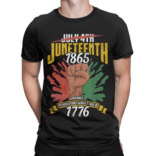 เสื้อยืดแขนสั้น คอกลม ผ้าฝ้าย ลาย Juneteenth Freedom สไตล์แอฟริกันอเมริกัน แฟชั่นสําหรับผู้ชาย