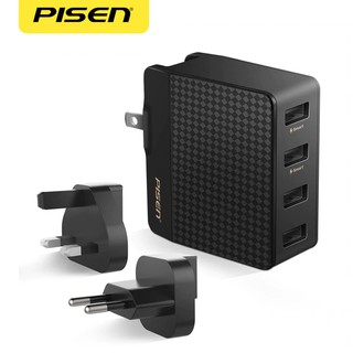 Pisen TS-C085 Travel 4 USB Charger พร้อมขาแปลงสำหรับ EU เเละ UK