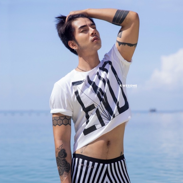 T115 crop top men's เสื้อครอปAwesome sport