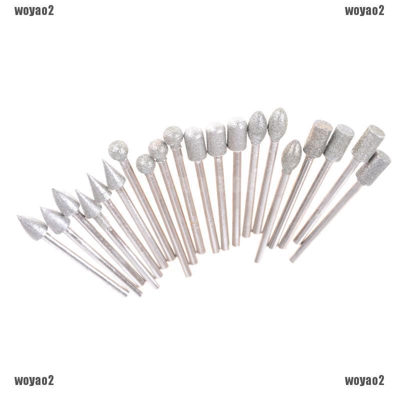 20Pcs 3mm Shank Diamond Grinding Burr Drill Bits Sets For Jewelry ...