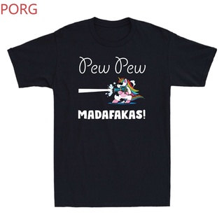 เสื้อยืดลําลอง ผ้าฝ้าย แขนสั้น คอกลม พิมพ์ลายยูนิคอร์น Pew Madafakas สไตล์ฮิปฮอป เรโทร สําหรับผู้ชาย และคู่รัก 2022S-5XL