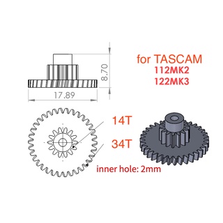 เฟืองด้านใน 34T ด้านนอก 14T สําหรับเครื่องเล่น TASCAM 112MK2 122MK3 1 ชิ้น