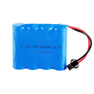 แบตเตอรี่ แบตเตอรี่รถบังคับ Ni-cd 4.8 V 1400 mAh ( แบบ 2 สาย แดง-ดำ) แจ็ค SM