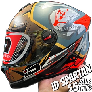 ID SPARTAN S5 BLUE WING [ เต็มใบ ] [ แว่นชั้นเดียว ] [ นวมถอดซักได้ ] [ กิ๊ฟล็อค ]