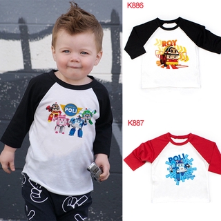 Robocar Poli เสื้อยืดแขนยาวลายการ์ตูนสําหรับเด็ก