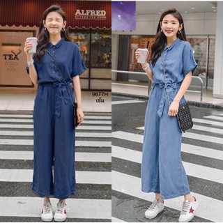 GN9677 **รบกวนสอบถามก่อนสั่งซื้อจ้า** Jumpsuit จั้มสูทยีนส์เทียมขายาว Long faux denim jumpsuit