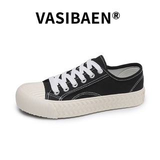 VASIBAEN รองเท้าบิสกิตใหม่หญิงฮาราจูกุผ้าใบนักเรียนเวอร์ชั่นเกาหลีรองเท้าแบนระบายอากาศ