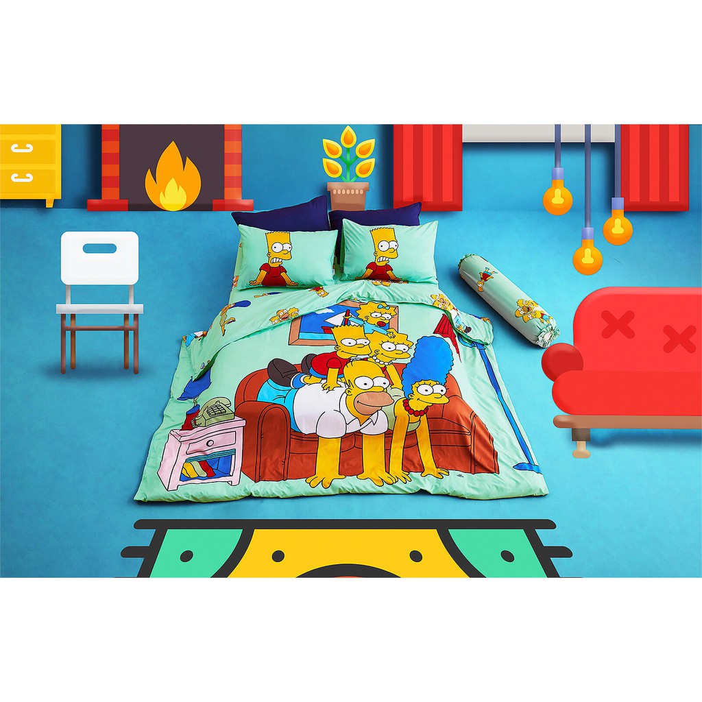 ชุดผ้าปูที่นอน 6ฟุต/3.5ฟุต + ผ้านวมเย็บติด Lotus Impression Pop-Art รุ่น Simpsons
