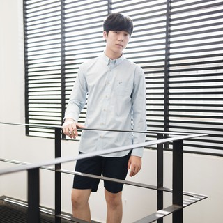 (SIZE S, M) ISSARA Original เสื้อเชิ้ตชาย ปกกระดุม ทรงสลิม สีฟ้า origami plane